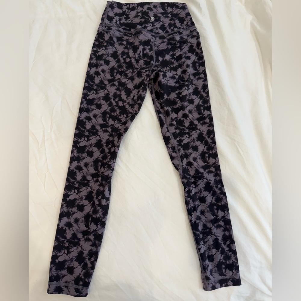 CRZ YOGA Women Naked Feeling Workout Leggings 28”- High Waist Black/Grey Tie Dye